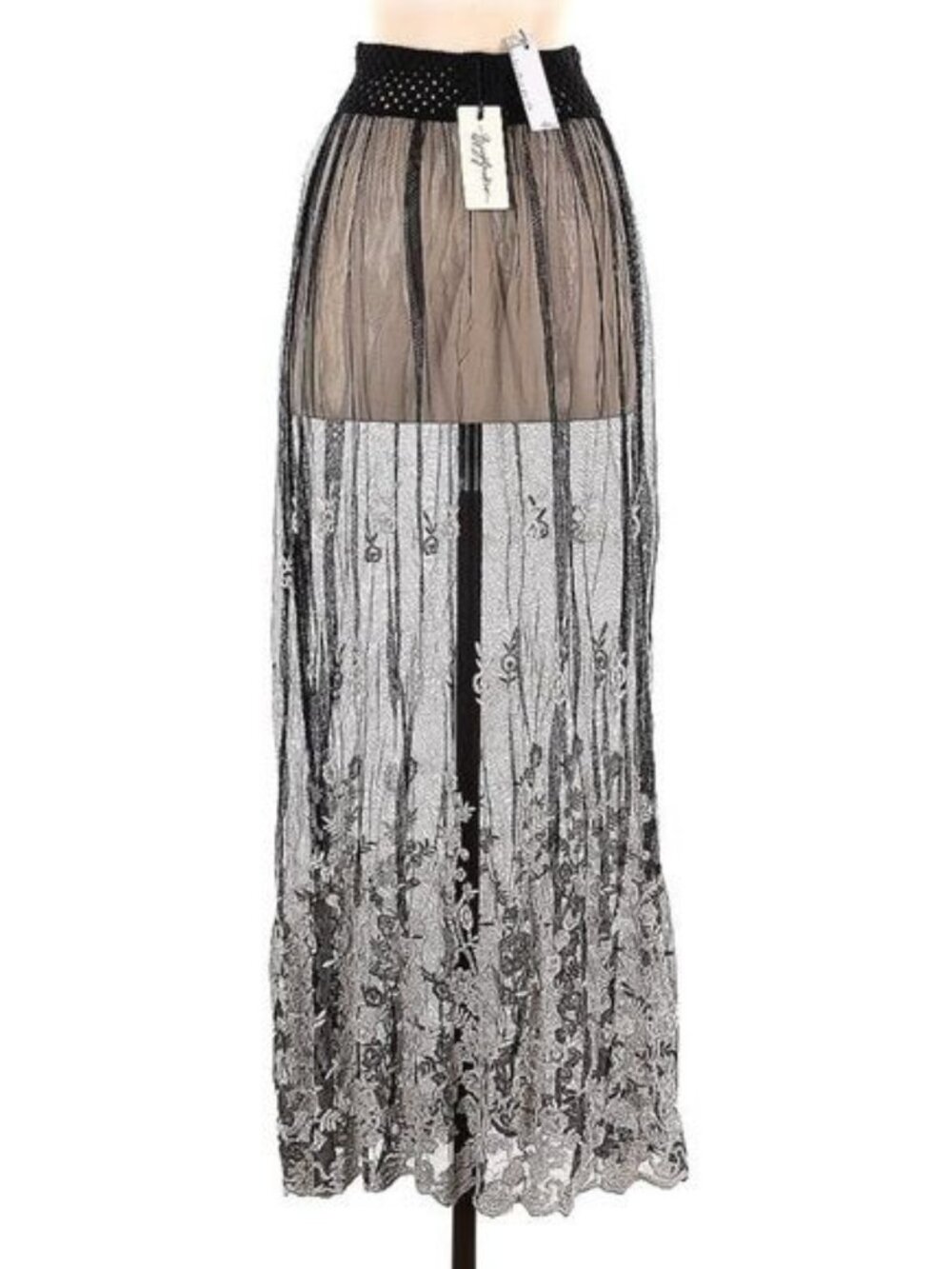 NWT Gypsy Junkies Black Sheer Embroidered Lace Maxi Skirt | Coquette Fairy Boho - Picture 10 of 15